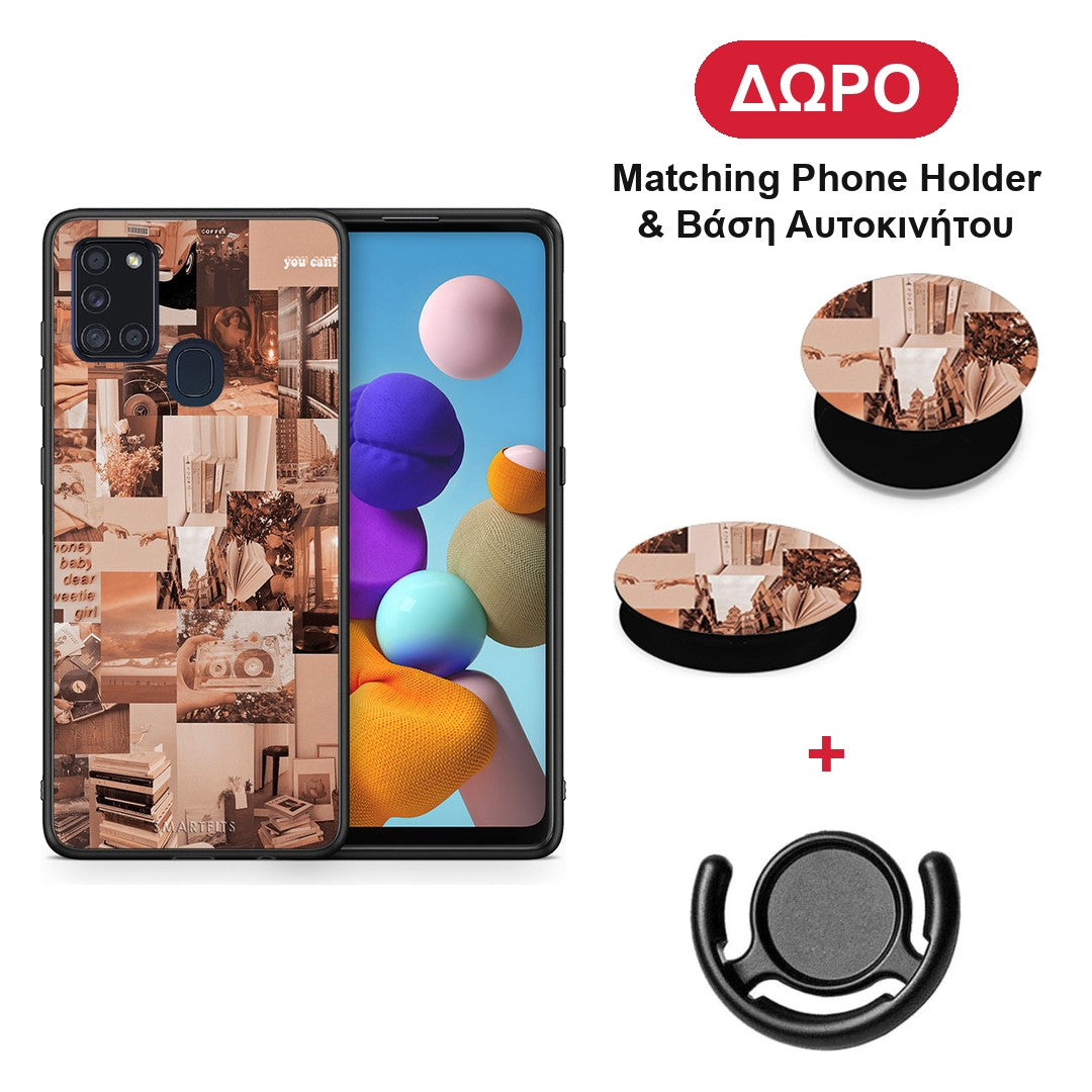 Collage You Can - Samsung Galaxy A21s θήκη + Δώρο Phone Holder & Βάση Αυτοκινήτου