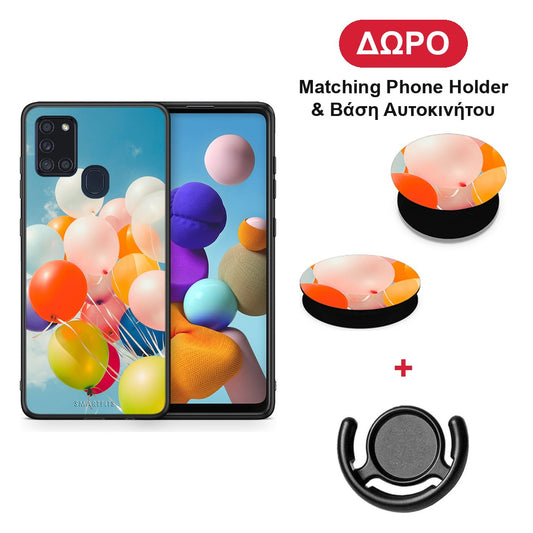 Colorful Balloons - Samsung Galaxy A21s θήκη + Δώρο Phone Holder & Βάση Αυτοκινήτου
