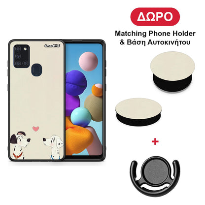 Dalmatians Love - Samsung Galaxy A21s θήκη + Δώρο Phone Holder & Βάση Αυτοκινήτου