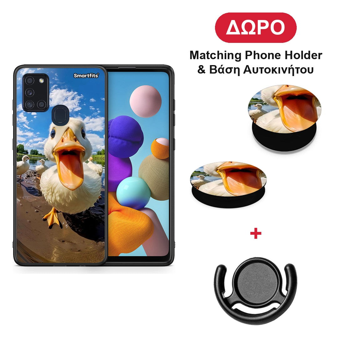 Duck Face - Samsung Galaxy A21s θήκη + Δώρο Phone Holder & Βάση Αυτοκινήτου