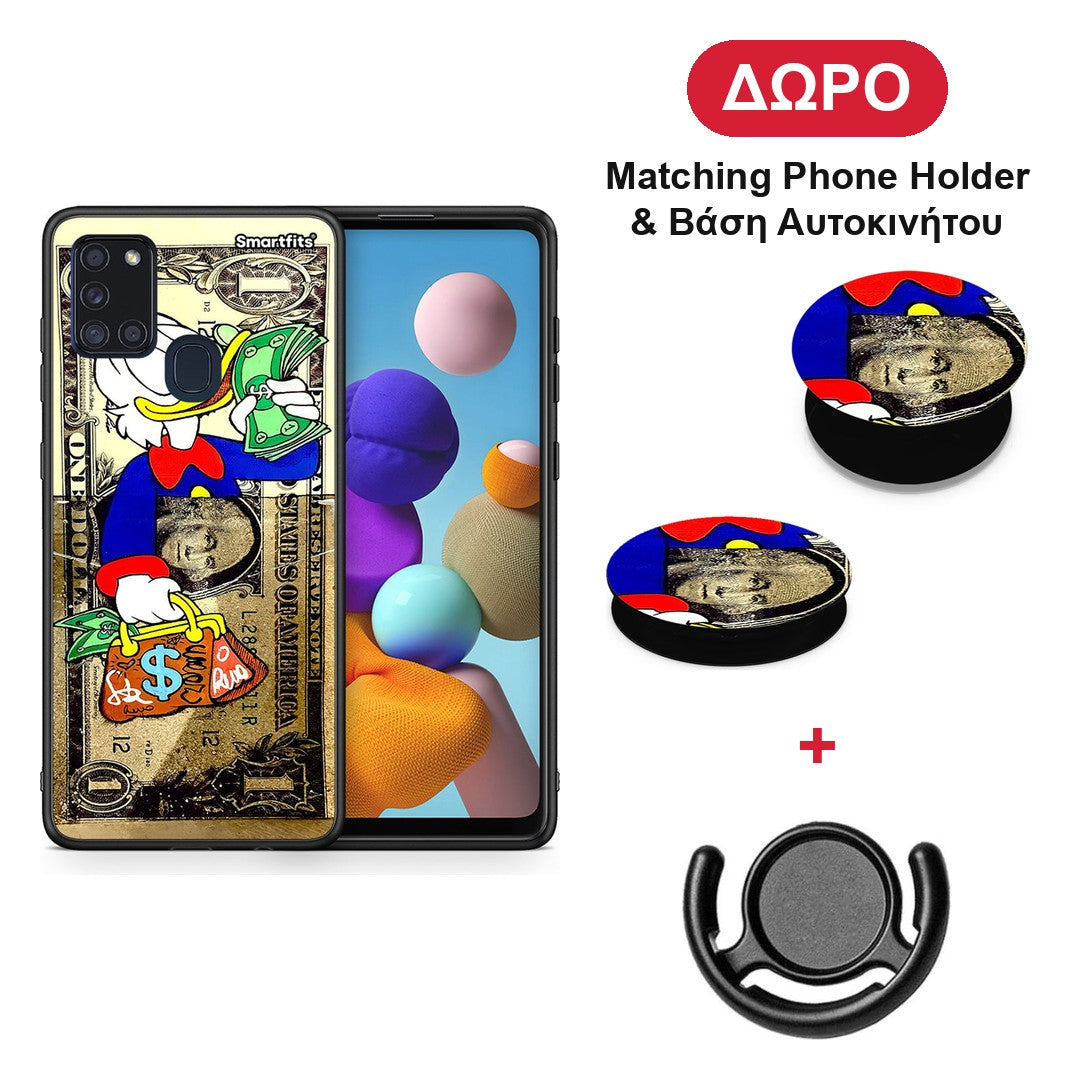 Duck Money - Samsung Galaxy A21s θήκη + Δώρο Phone Holder & Βάση Αυτοκινήτου