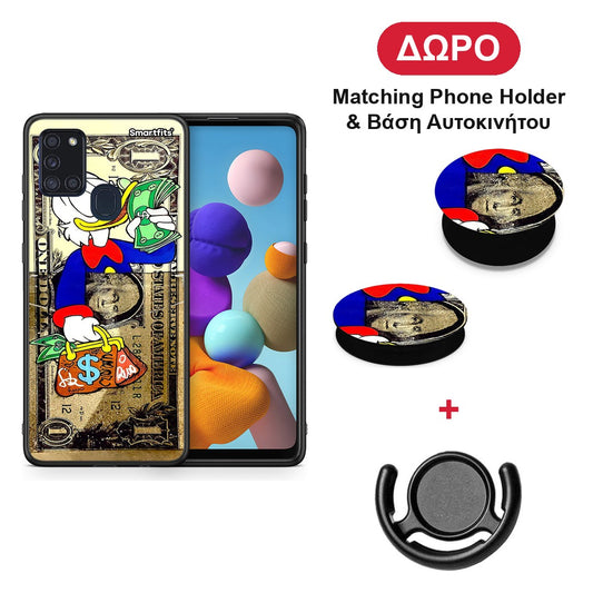 Duck Money - Samsung Galaxy A21s θήκη + Δώρο Phone Holder & Βάση Αυτοκινήτου