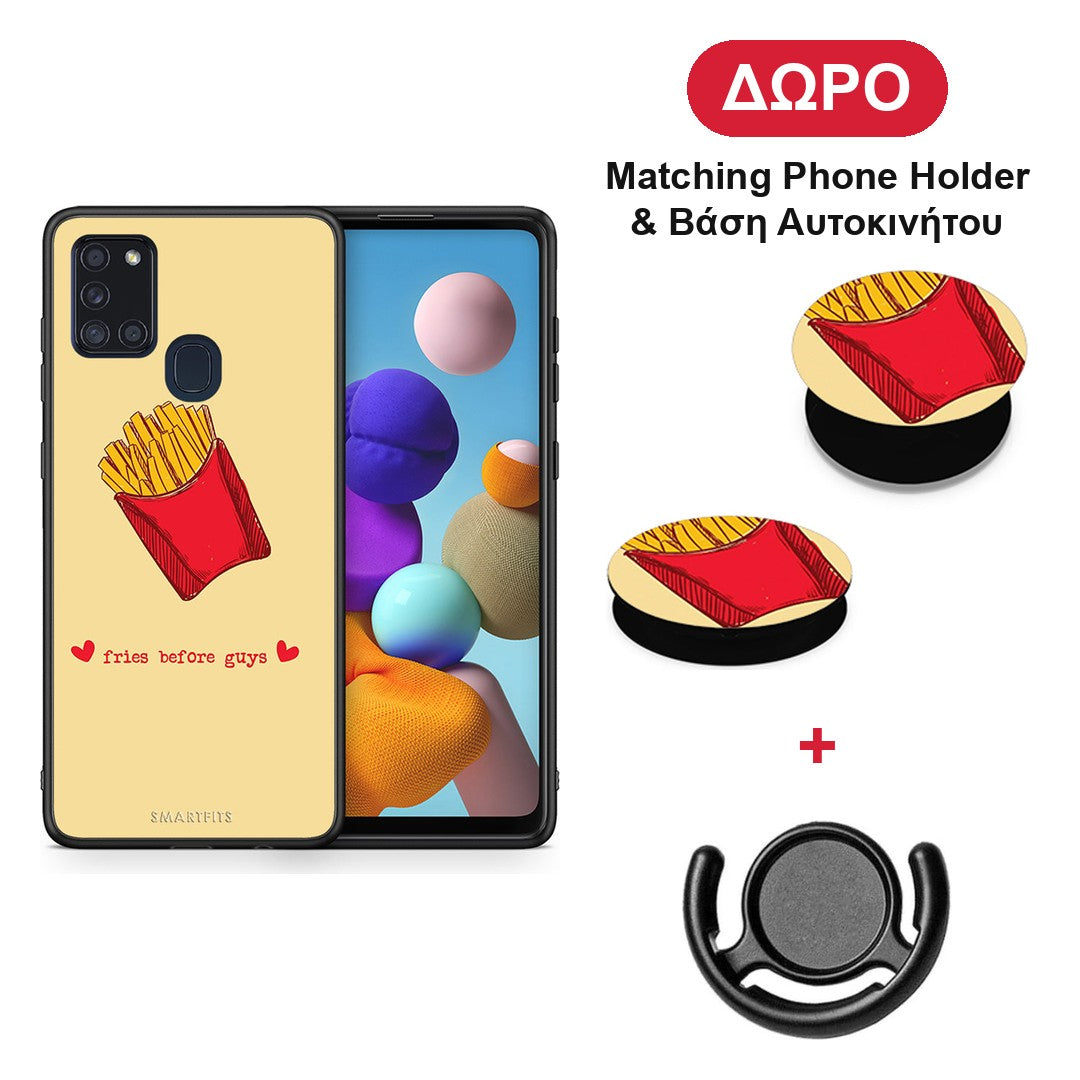 Fries Before Guys - Samsung Galaxy A21s θήκη + Δώρο Phone Holder & Βάση Αυτοκινήτου