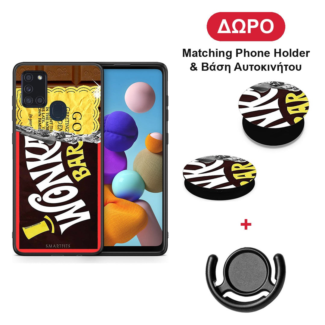 Golden Ticket - Samsung Galaxy A21s θήκη + Δώρο Phone Holder & Βάση Αυτοκινήτου