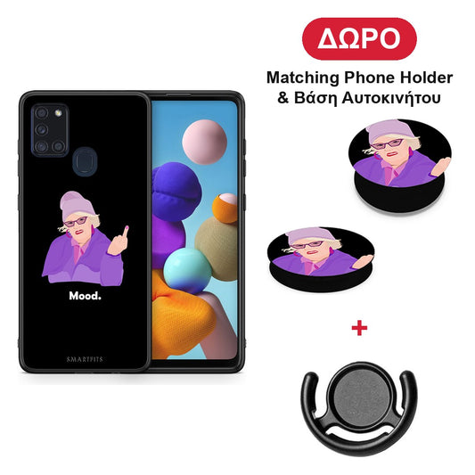 Grandma Mood Black - Samsung Galaxy A21s θήκη + Δώρο Phone Holder & Βάση Αυτοκινήτου