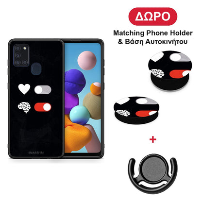 Heart Vs Brain - Samsung Galaxy A21s θήκη + Δώρο Phone Holder & Βάση Αυτοκινήτου