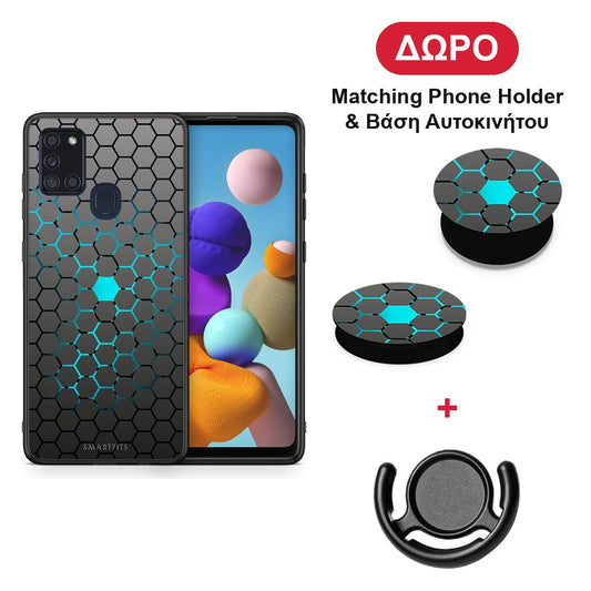 Geometric Hexagonal - Samsung Galaxy A21s θήκη + Δώρο Phone Holder & Βάση Αυτοκινήτου