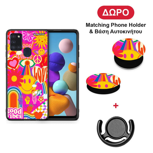 Hippie Love - Samsung Galaxy A21s θήκη + Δώρο Phone Holder & Βάση Αυτοκινήτου