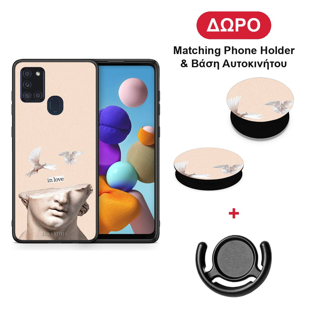 In Love - Samsung Galaxy A21s θήκη + Δώρο Phone Holder & Βάση Αυτοκινήτου
