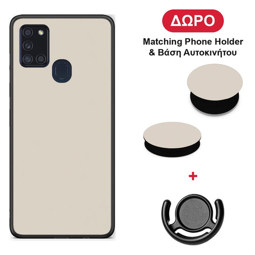 Ivory Beige - Samsung Galaxy A21s θήκη + Δώρο Phone Holder & Βάση Αυτοκινήτου
