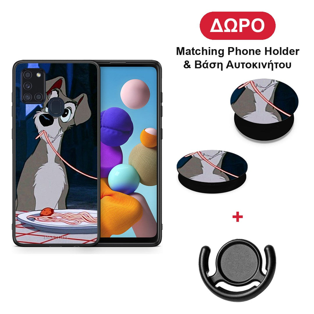 Lady And Tramp 1 - Samsung Galaxy A21s θήκη + Δώρο Phone Holder & Βάση Αυτοκινήτου