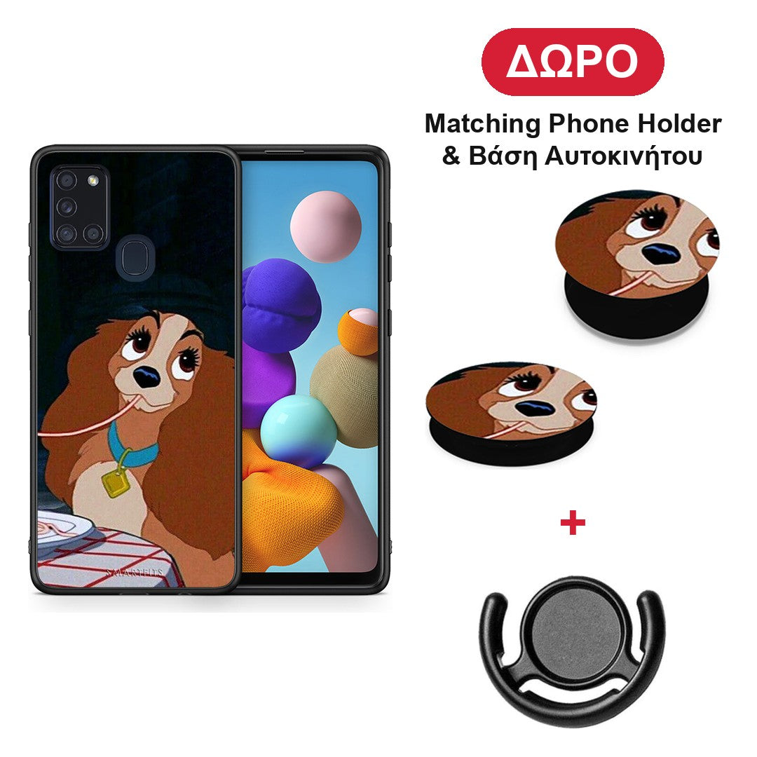 Lady And Tramp 2 - Samsung Galaxy A21s θήκη + Δώρο Phone Holder & Βάση Αυτοκινήτου