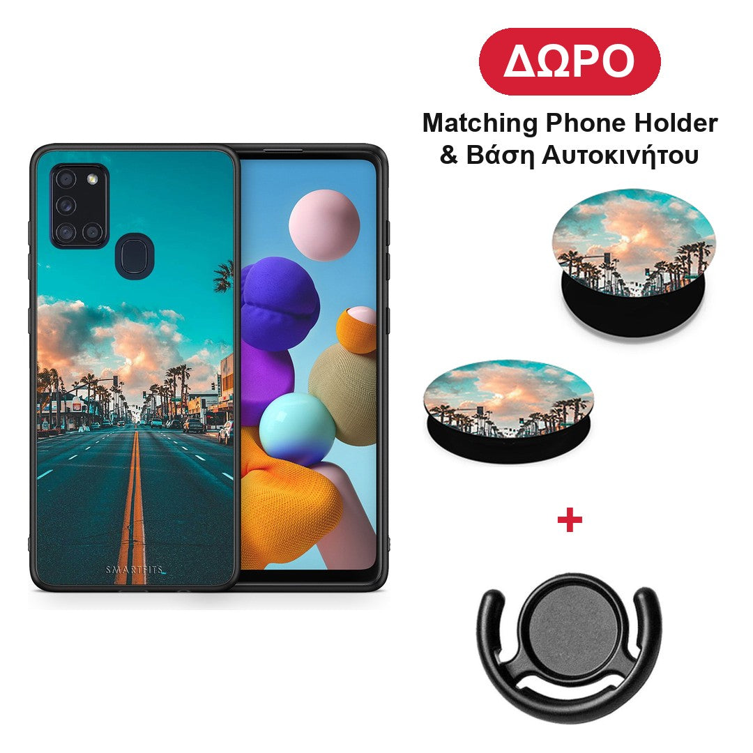 Landscape City - Samsung Galaxy A21s θήκη + Δώρο Phone Holder & Βάση Αυτοκινήτου