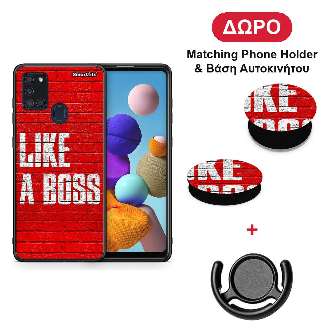 Like A Boss - Samsung Galaxy A21s θήκη + Δώρο Phone Holder & Βάση Αυτοκινήτου