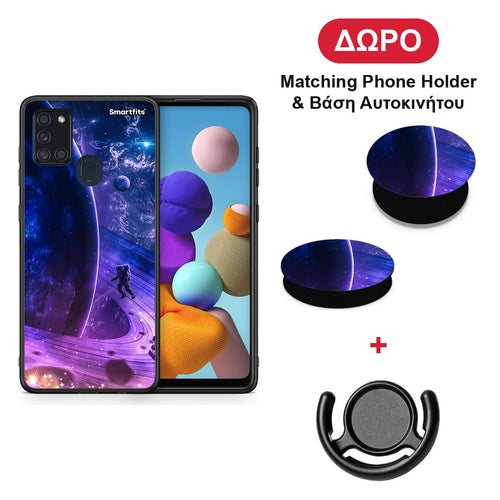 Lost Astronaut - Samsung Galaxy A21s θήκη + Δώρο Phone Holder & Βάση Αυτοκινήτου