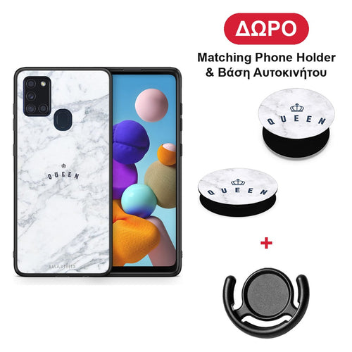 Marble Queen - Samsung Galaxy A21s θήκη + Δώρο Phone Holder & Βάση Αυτοκινήτου