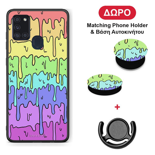 Melting Rainbow - Samsung Galaxy A21s θήκη + Δώρο Phone Holder & Βάση Αυτοκινήτου