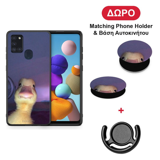 Meme Duck - Samsung Galaxy A21s θήκη + Δώρο Phone Holder & Βάση Αυτοκινήτου