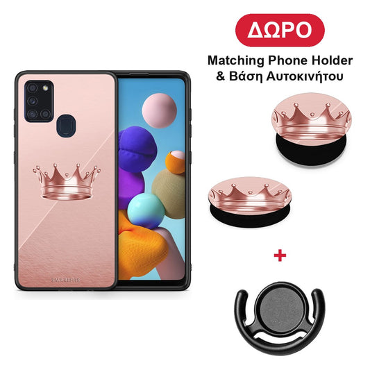 Minimal Crown - Samsung Galaxy A21s θήκη + Δώρο Phone Holder & Βάση Αυτοκινήτου