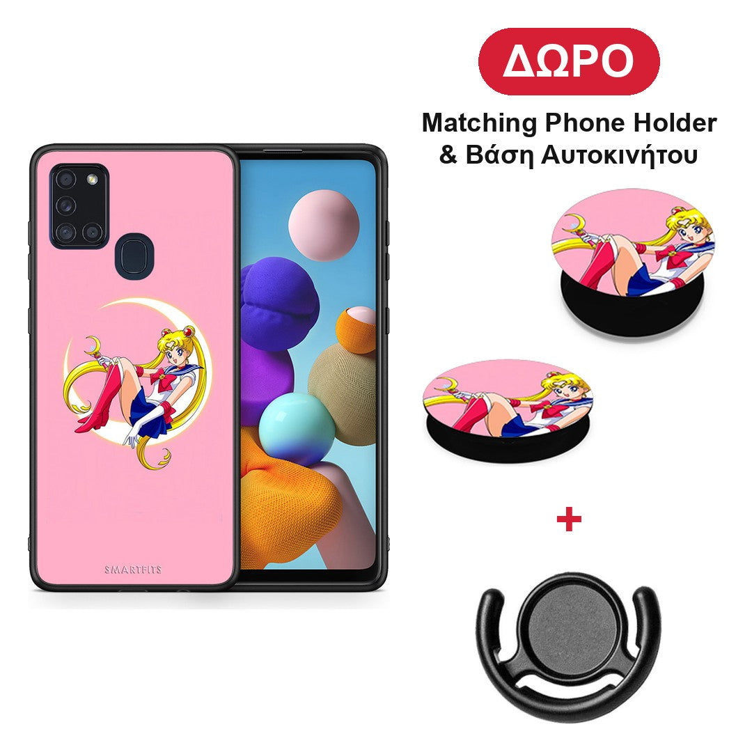 Moon Girl - Samsung Galaxy A21s θήκη + Δώρο Phone Holder & Βάση Αυτοκινήτου