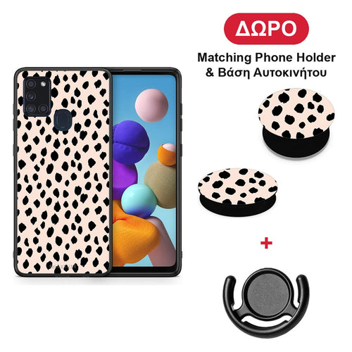New Polka Dots - Samsung Galaxy A21s θήκη + Δώρο Phone Holder & Βάση Αυτοκινήτου