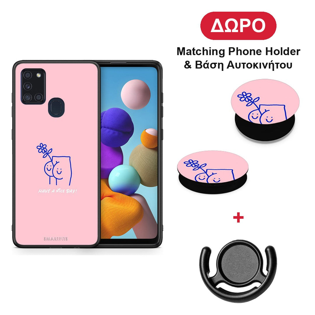 Nice Day - Samsung Galaxy A21s θήκη + Δώρο Phone Holder & Βάση Αυτοκινήτου