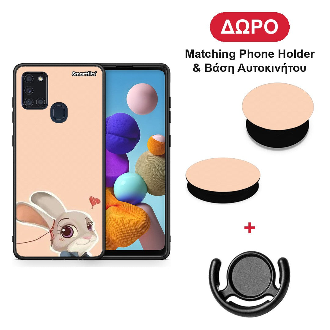 Nick Wilde And Judy Hopps Love 2 - Samsung Galaxy A21s θήκη + Δώρο Phone Holder & Βάση Αυτοκινήτου