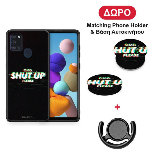 OMG ShutUp - Samsung Galaxy A21s θήκη + Δώρο Phone Holder & Βάση Αυτοκινήτου