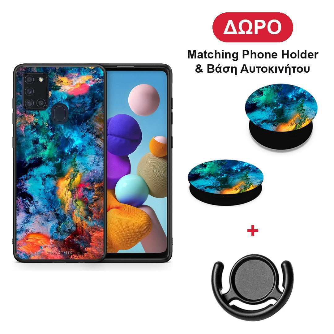 Paint Crayola - Samsung Galaxy A21s θήκη + Δώρο Phone Holder & Βάση Αυτοκινήτου