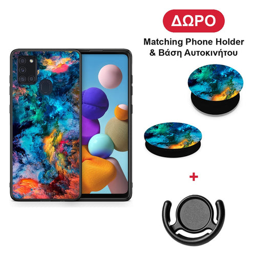 Paint Crayola - Samsung Galaxy A21s θήκη + Δώρο Phone Holder & Βάση Αυτοκινήτου