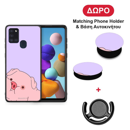 Pig Love 2 - Samsung Galaxy A21s θήκη + Δώρο Phone Holder & Βάση Αυτοκινήτου