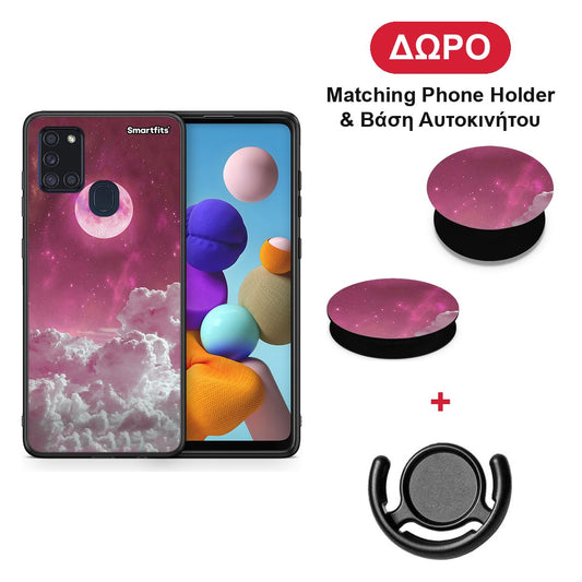 Pink Moon - Samsung Galaxy A21s θήκη + Δώρο Phone Holder & Βάση Αυτοκινήτου
