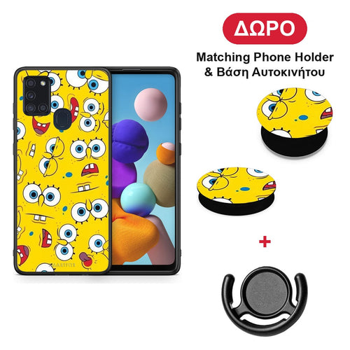 PopArt Sponge - Samsung Galaxy A21s θήκη + Δώρο Phone Holder & Βάση Αυτοκινήτου