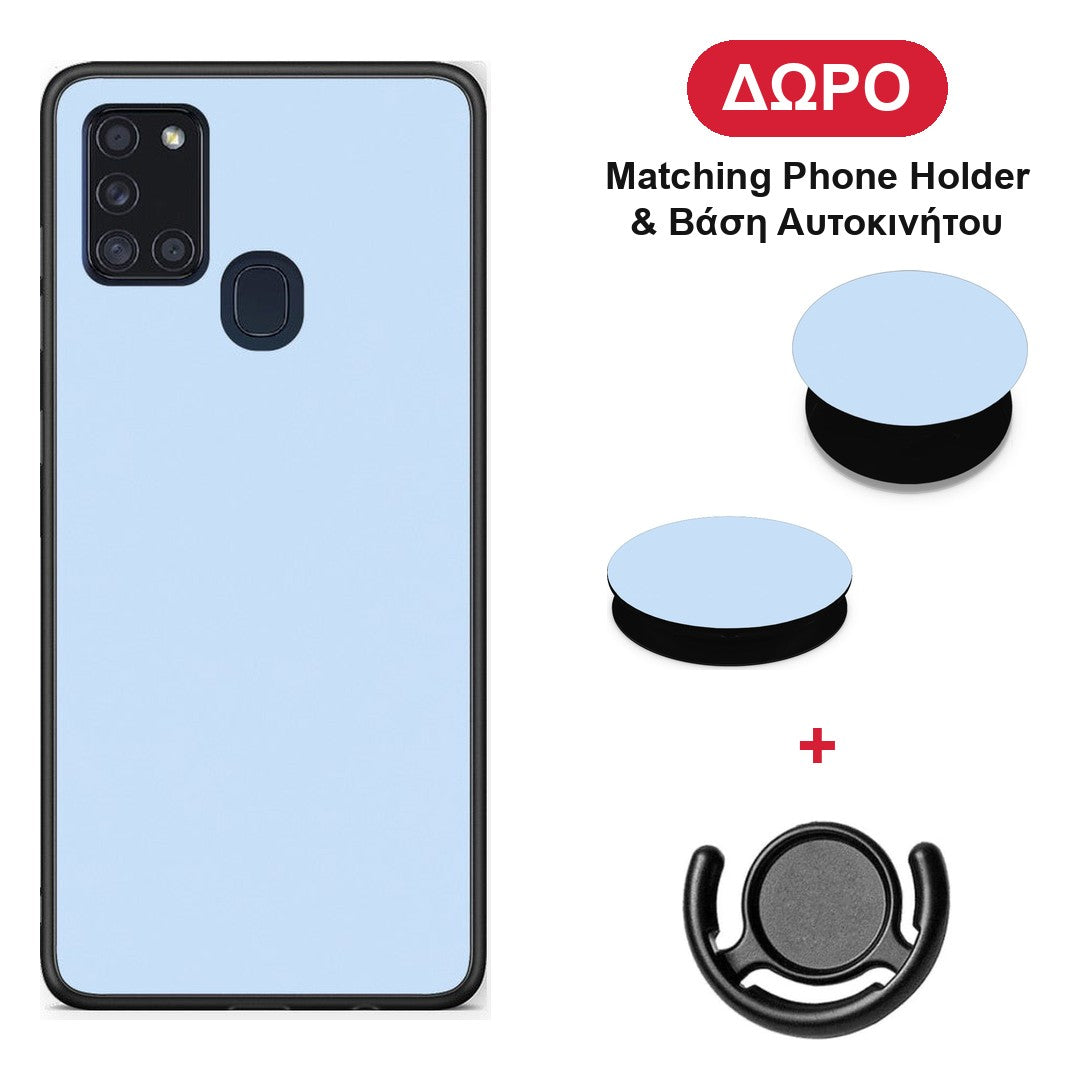 Powder Blue - Samsung Galaxy A21s θήκη + Δώρο Phone Holder & Βάση Αυτοκινήτου