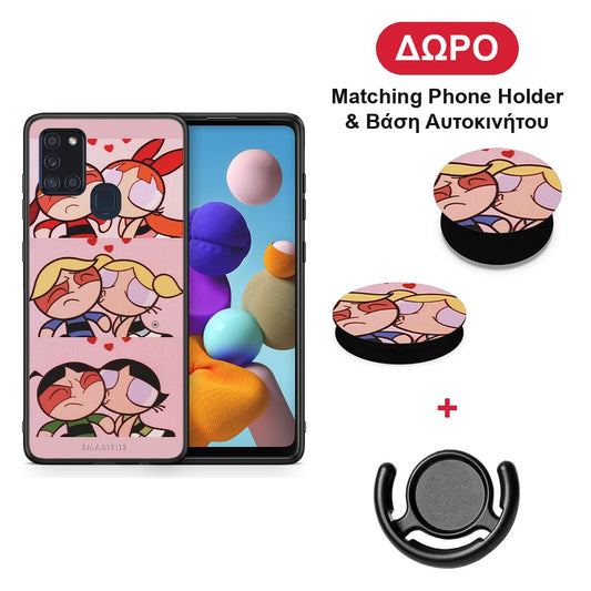 Puff Love - Samsung Galaxy A21s θήκη + Δώρο Phone Holder & Βάση Αυτοκινήτου
