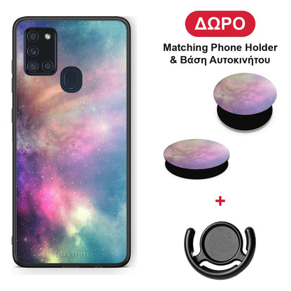 Galactic Rainbow - Samsung Galaxy A21s θήκη + Δώρο Phone Holder & Βάση Αυτοκινήτου