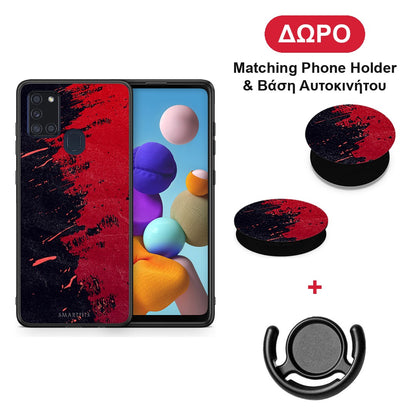 Red Paint - Samsung Galaxy A21s θήκη + Δώρο Phone Holder & Βάση Αυτοκινήτου