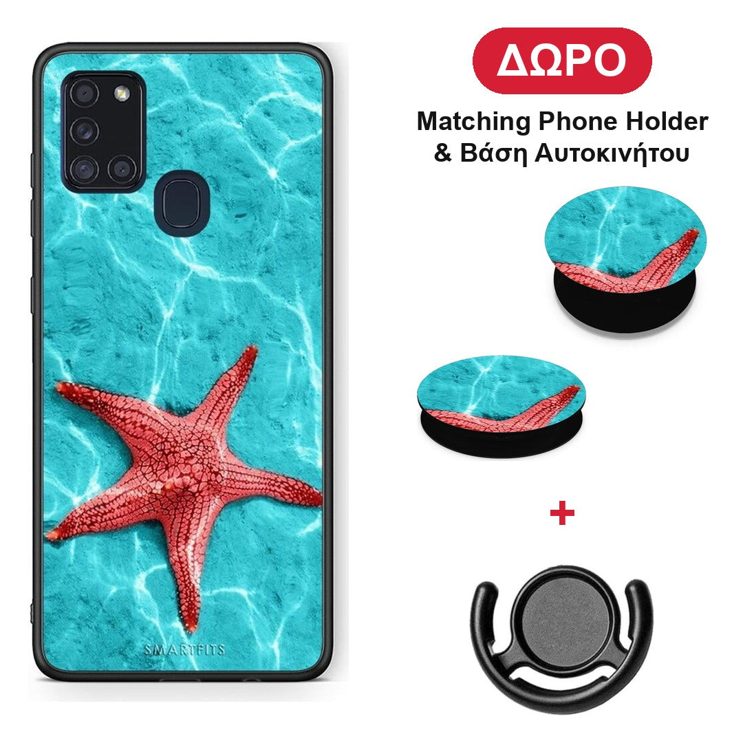 Red Starfish - Samsung Galaxy A21s θήκη + Δώρο Phone Holder & Βάση Αυτοκινήτου