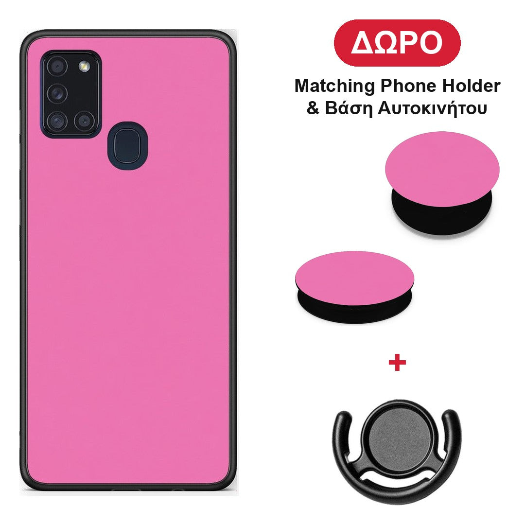 Rose Pink - Samsung Galaxy A21s θήκη + Δώρο Phone Holder & Βάση Αυτοκινήτου