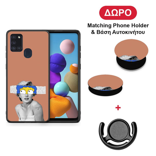 Sim Merilyn - Samsung Galaxy A21s θήκη + Δώρο Phone Holder & Βάση Αυτοκινήτου
