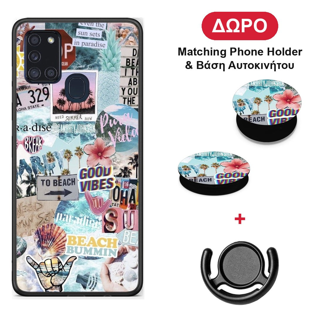 Summer Vibes - Samsung Galaxy A21s θήκη + Δώρο Phone Holder & Βάση Αυτοκινήτου