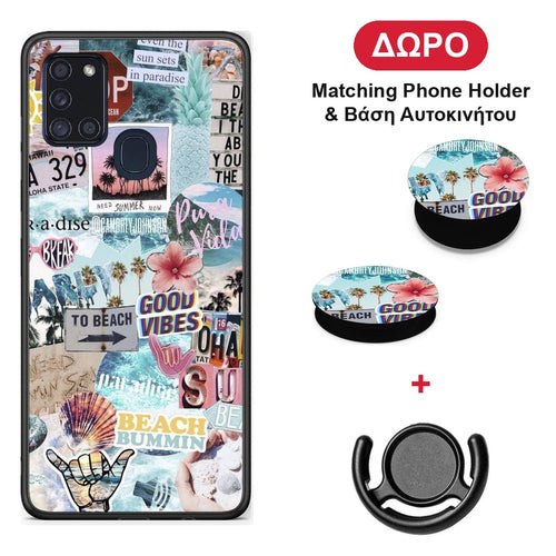 Summer Vibes - Samsung Galaxy A21s θήκη + Δώρο Phone Holder & Βάση Αυτοκινήτου