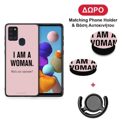 Superpower Woman - Samsung Galaxy A21s θήκη + Δώρο Phone Holder & Βάση Αυτοκινήτου