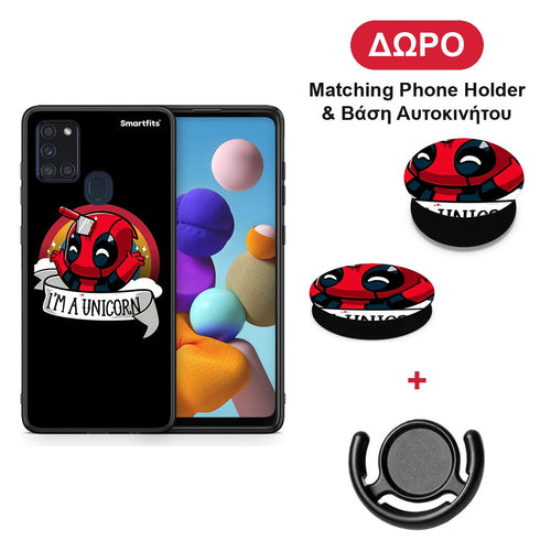 Unicorn Deadpool - Samsung Galaxy A21s θήκη + Δώρο Phone Holder & Βάση Αυτοκινήτου