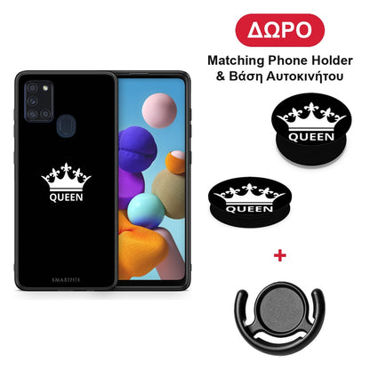 Valentine Queen - Samsung Galaxy A21s θήκη + Δώρο Phone Holder & Βάση Αυτοκινήτου