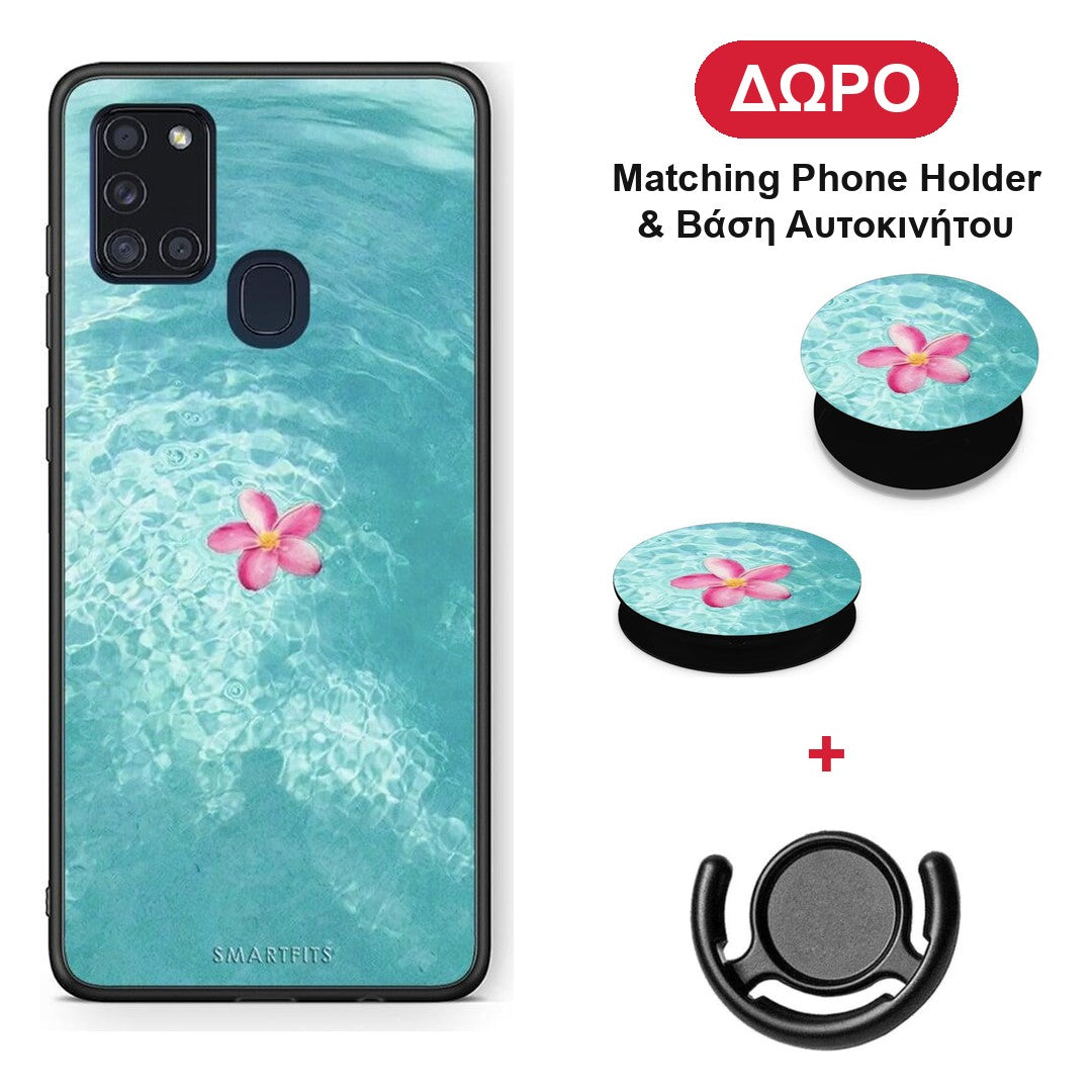 Water Flower - Samsung Galaxy A21s θήκη + Δώρο Phone Holder & Βάση Αυτοκινήτου