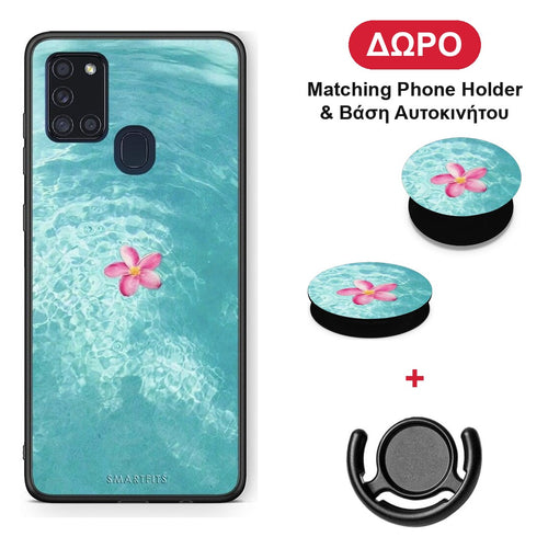 Water Flower - Samsung Galaxy A21s θήκη + Δώρο Phone Holder & Βάση Αυτοκινήτου