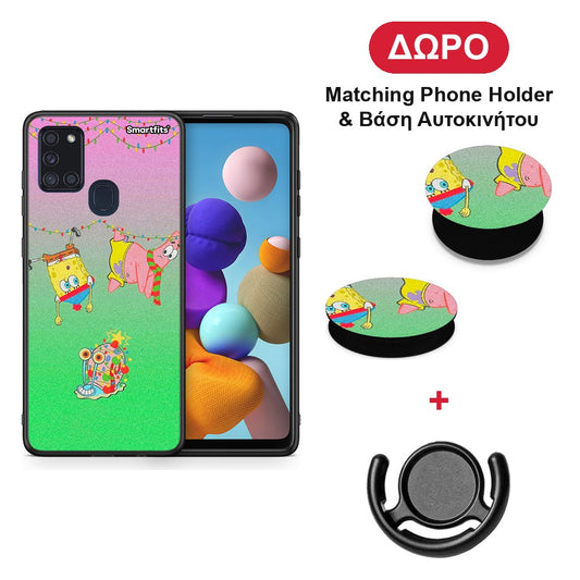 Xmas Lights - Samsung Galaxy A21s θήκη + Δώρο Phone Holder & Βάση Αυτοκινήτου