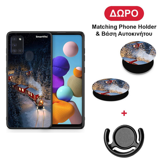 Xmas Train - Samsung Galaxy A21s θήκη + Δώρο Phone Holder & Βάση Αυτοκινήτου
