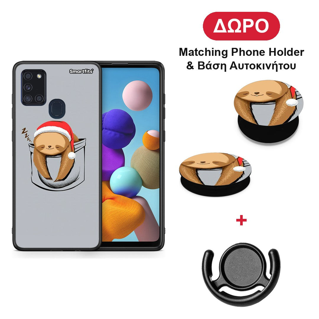 Xmas Zzzz - Samsung Galaxy A21s θήκη + Δώρο Phone Holder & Βάση Αυτοκινήτου